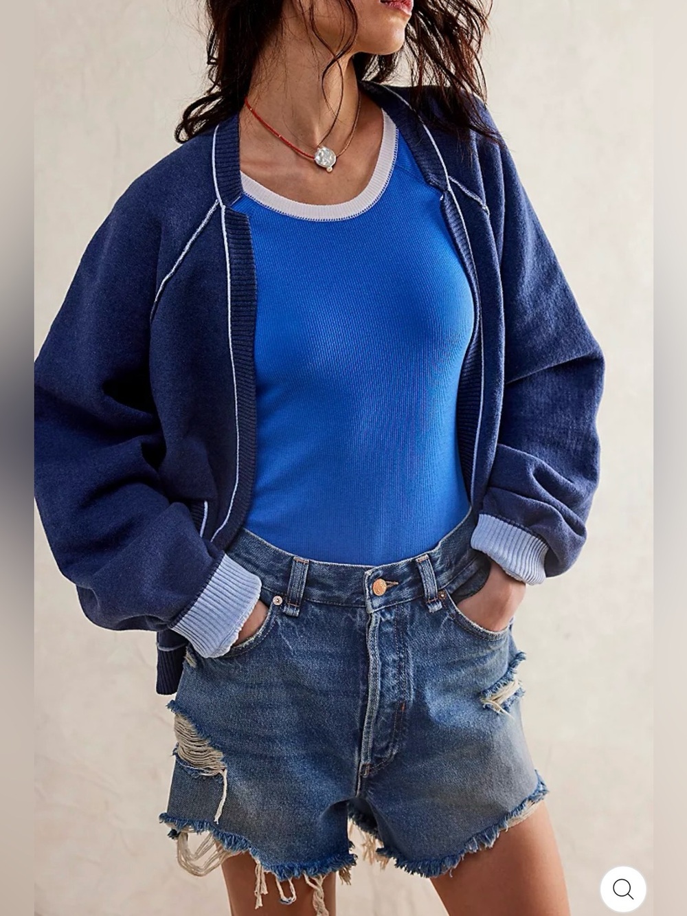 We The Free Oversized Midnight Cardi in Blue , size XS